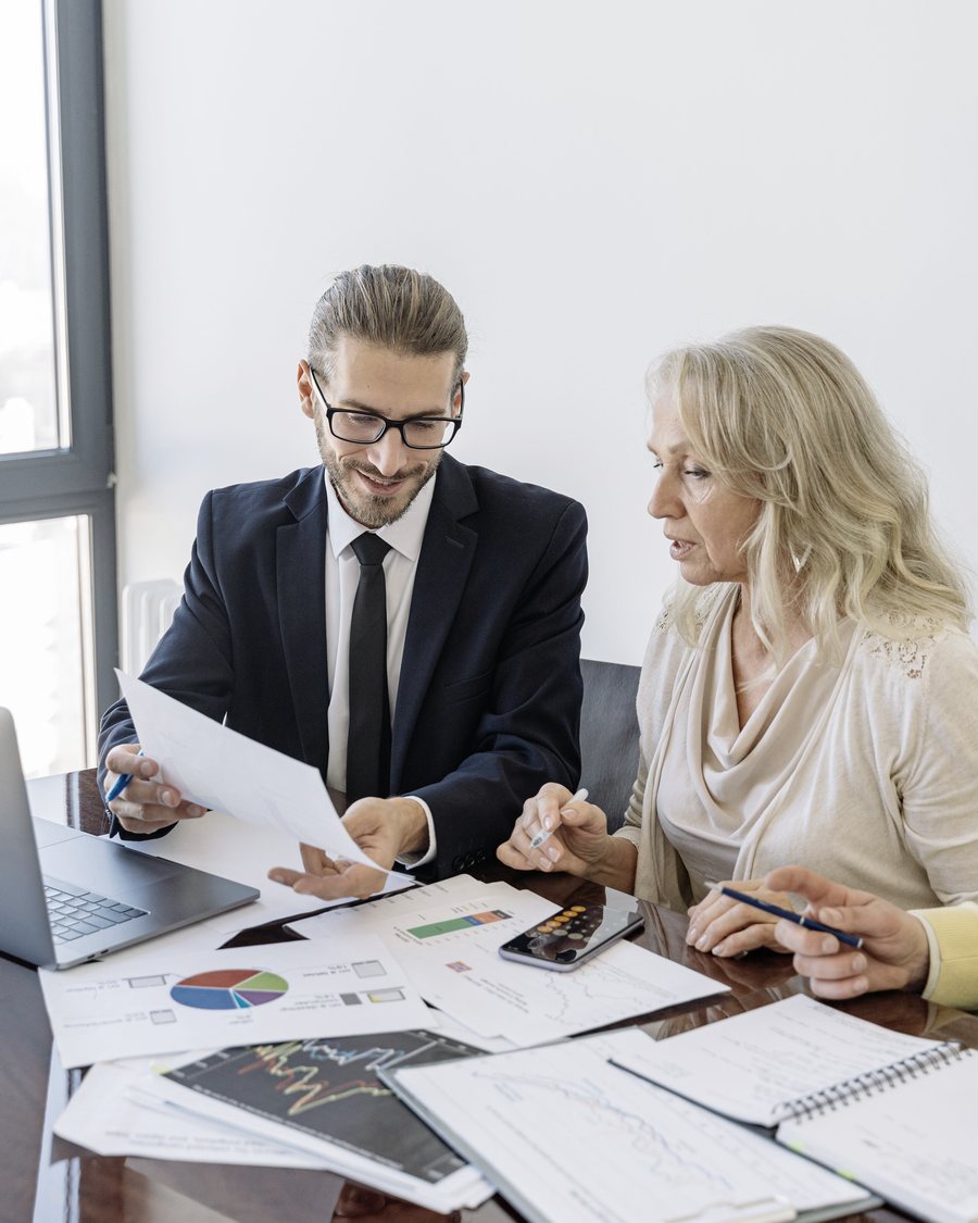 An adviser reviewing figures with a client